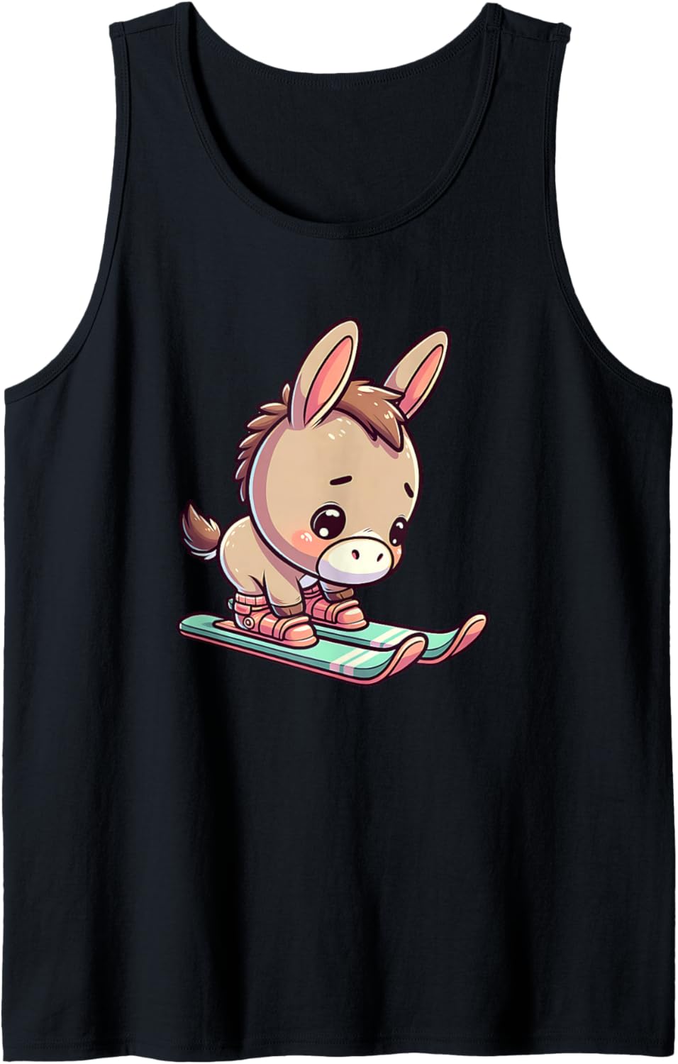 Adorable Ski Donkey Chibi Snow Mountain Winter Tank Top