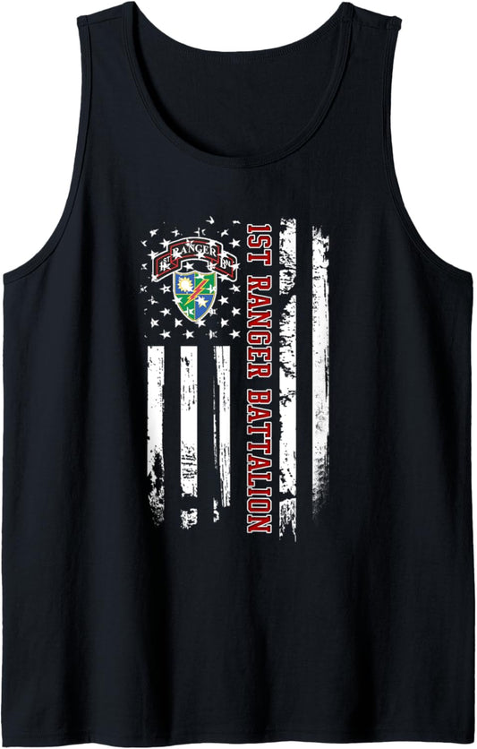 1st Ranger Battalion Veteran USA Flag Veterans Day Xmas Tank Top