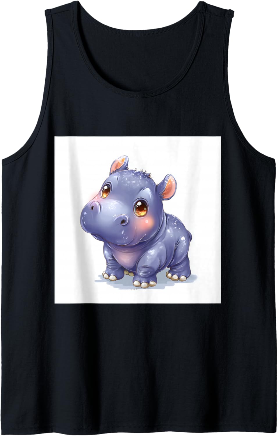 Cute Cartoon Hippo Chibi Style Cute Baby Hippo Tank Top
