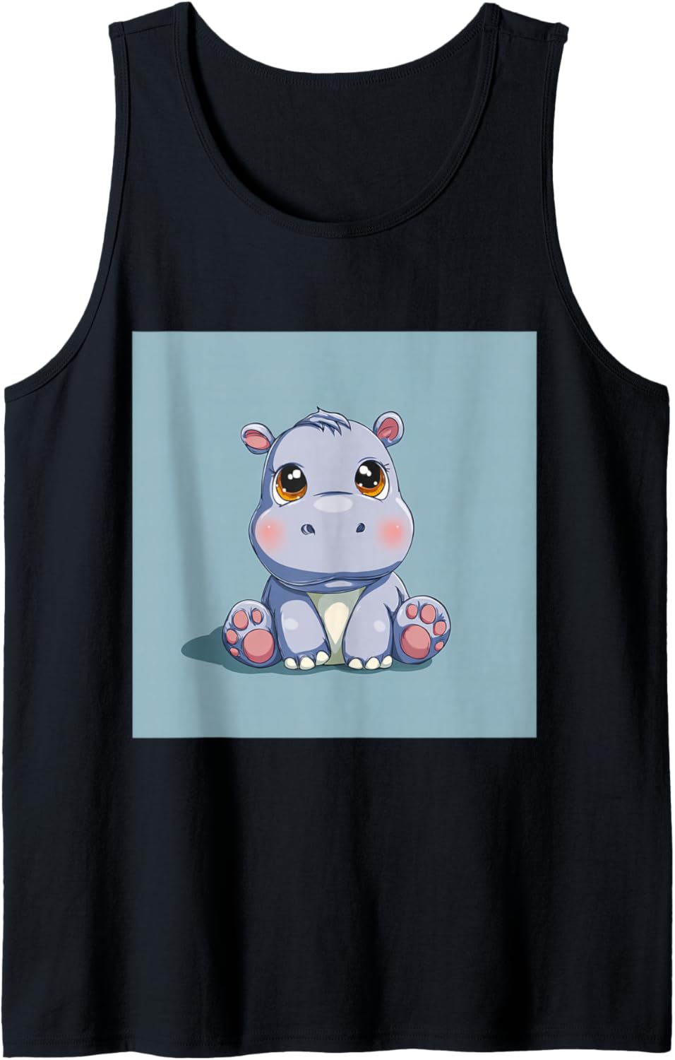 Cute Cartoon Hippo Chibi Style Cute Baby Hippo Tank Top