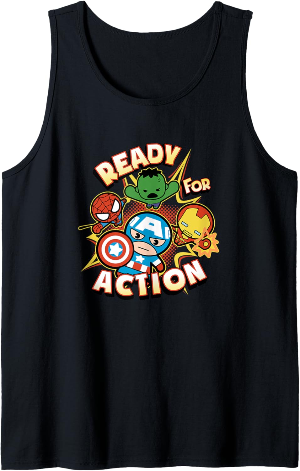Marvel Kawaii Ready For Action Chibi Avengers Group Shot Tank Top