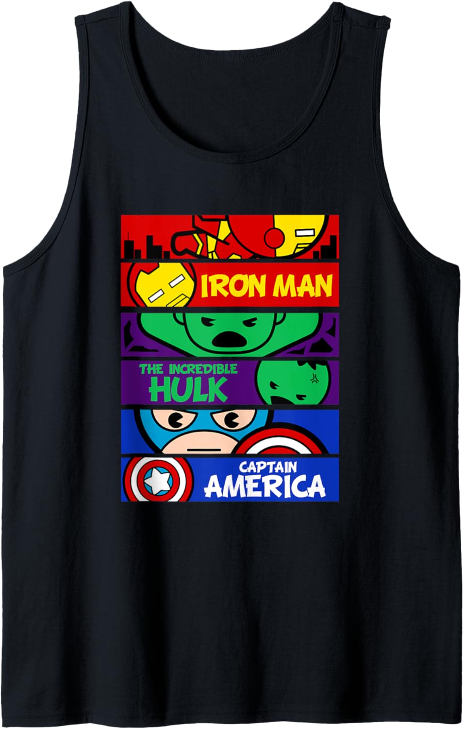 Marvel Kawaii Chibi Avengers Spotlights Panels Tank Top