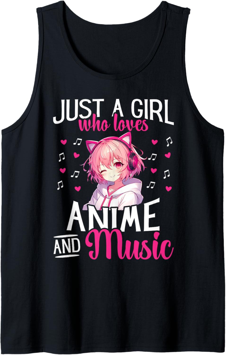 Just a Girl Who Loves Anime and Music Japanese Chibi Teen Tank Top