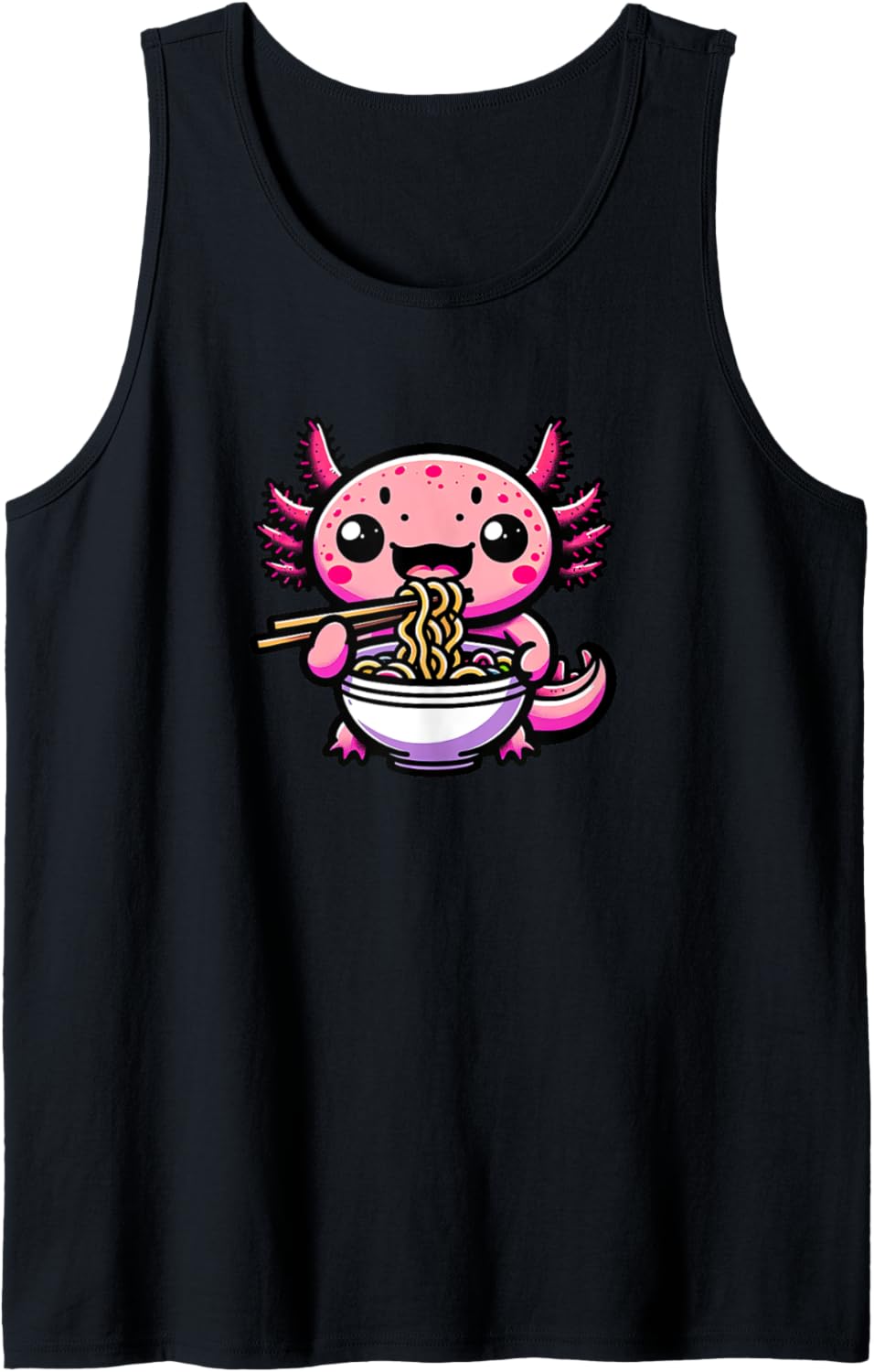 Kawaii Anime Axolotl Eating Ramen Funny Mexican Salamander Tank Top