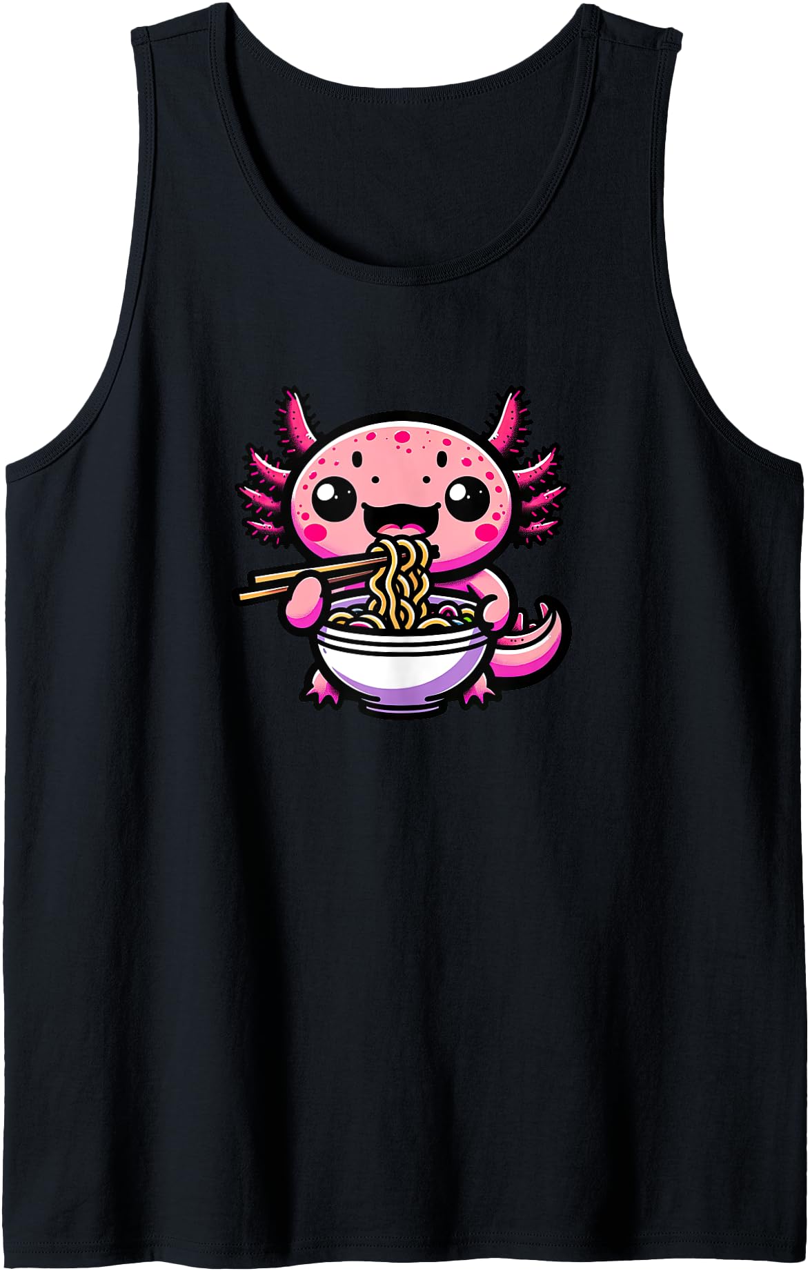 Kawaii Anime Axolotl Eating Ramen Funny Mexican Salamander Tank Top