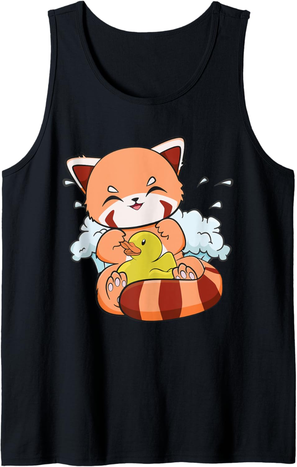 Chibi Red Panda With Yellow Duck Toy Chibi Anime Biologist Tank Top