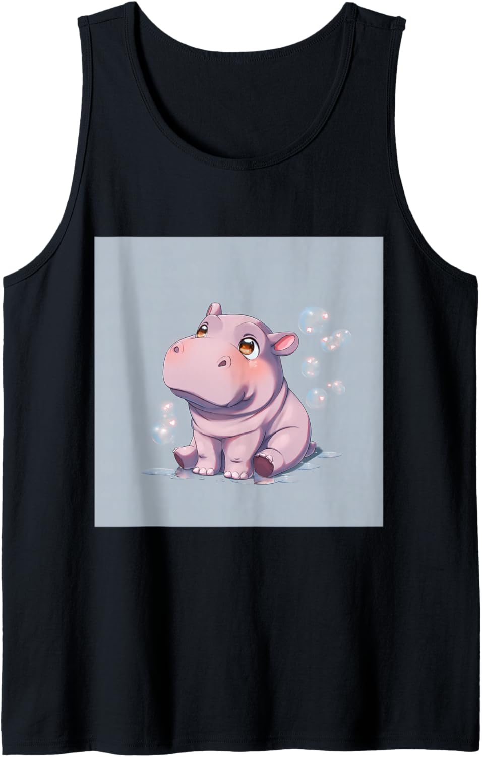 Cute Cartoon Hippo Chibi Style Cute Baby Hippo Tank Top