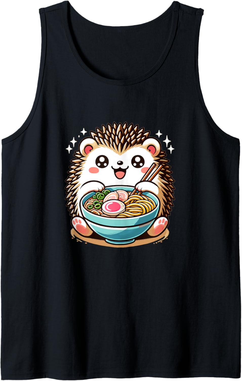 Cute Japanese Kawaii Chibi Hedgehog Eating Ramen Tank Top