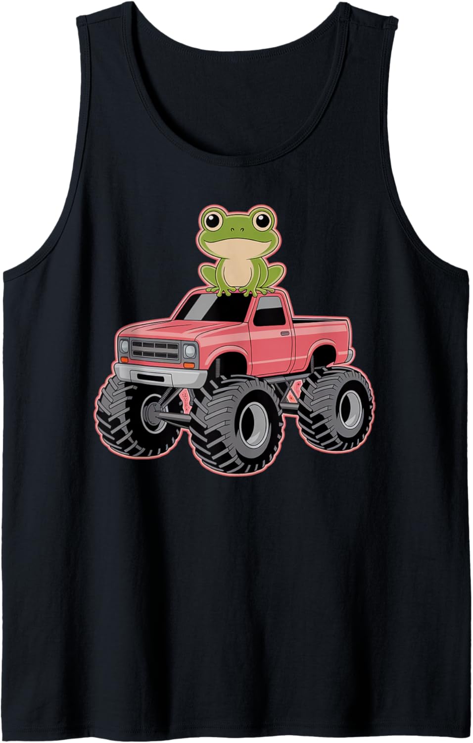 Cute Chibi Monster Truck With Frog Tank Top
