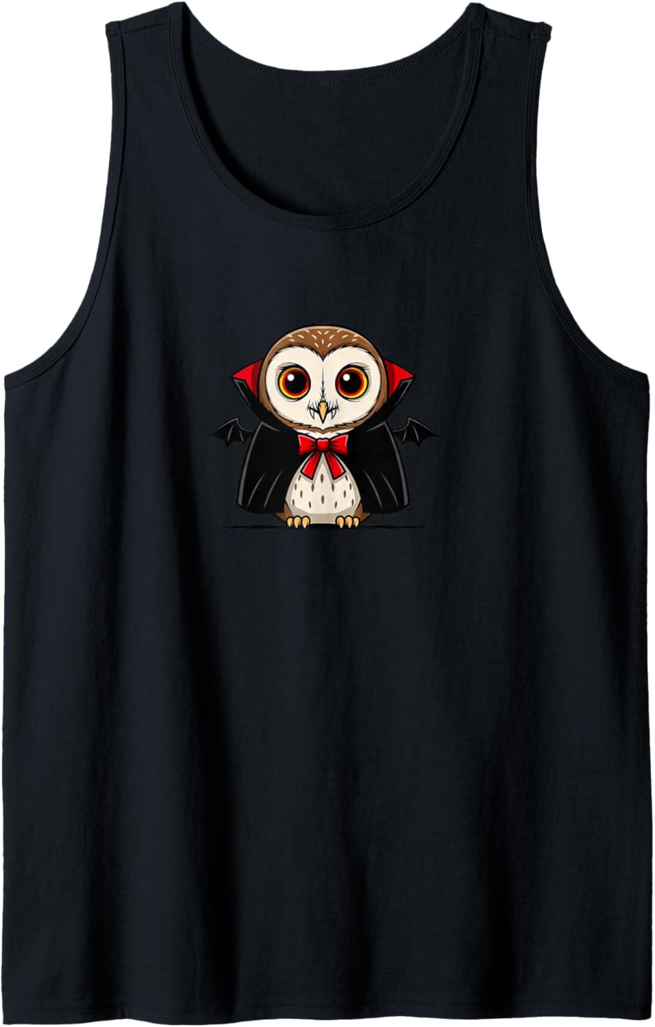 Cute Halloween Owl Cartoon Vampire Chibi Design Tank Top