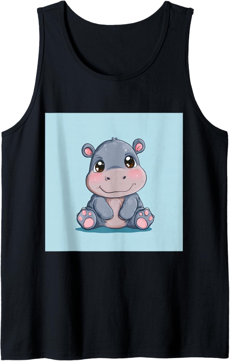 Cute Cartoon Hippo Chibi Style Cute Baby Hippo Tank Top
