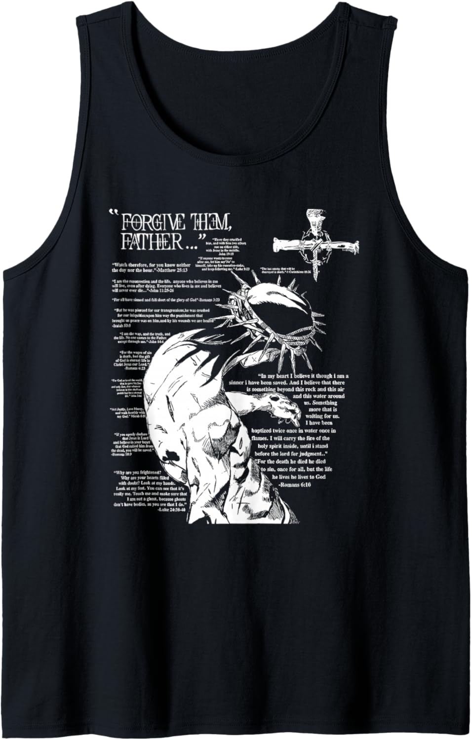 Forgive Them Father Anime Jesus Cross Tee Tank Top