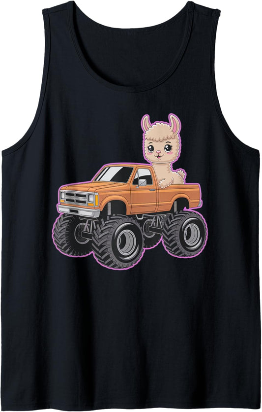 Chibi Monster Truck With Llama Tank Top