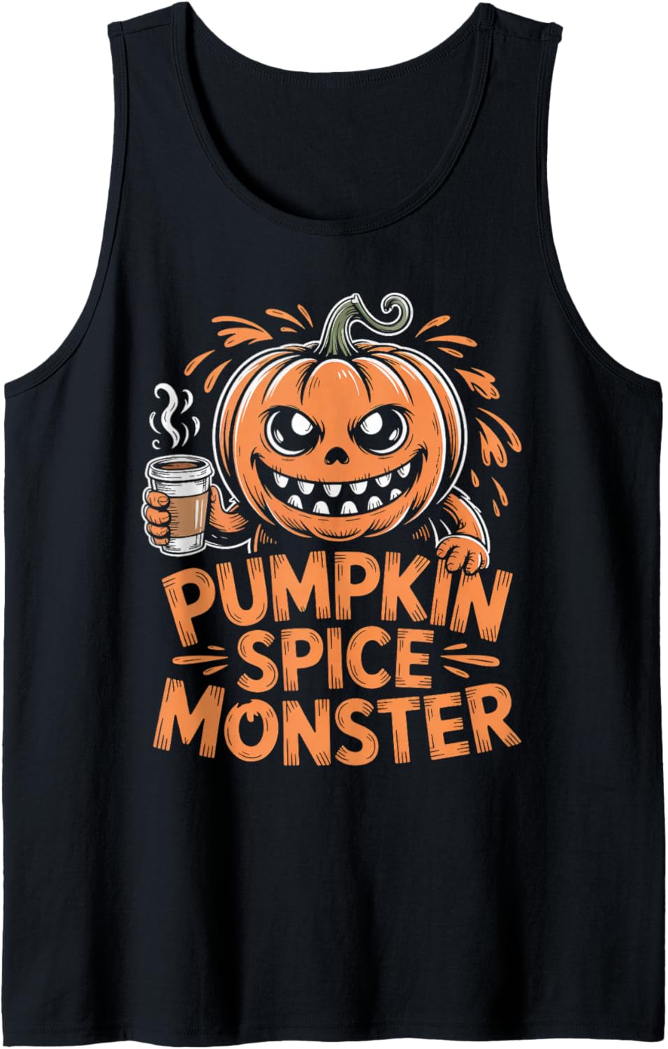 Pumpkin Spice Monster Chibi Pumpkin Latte Fall Tank Top