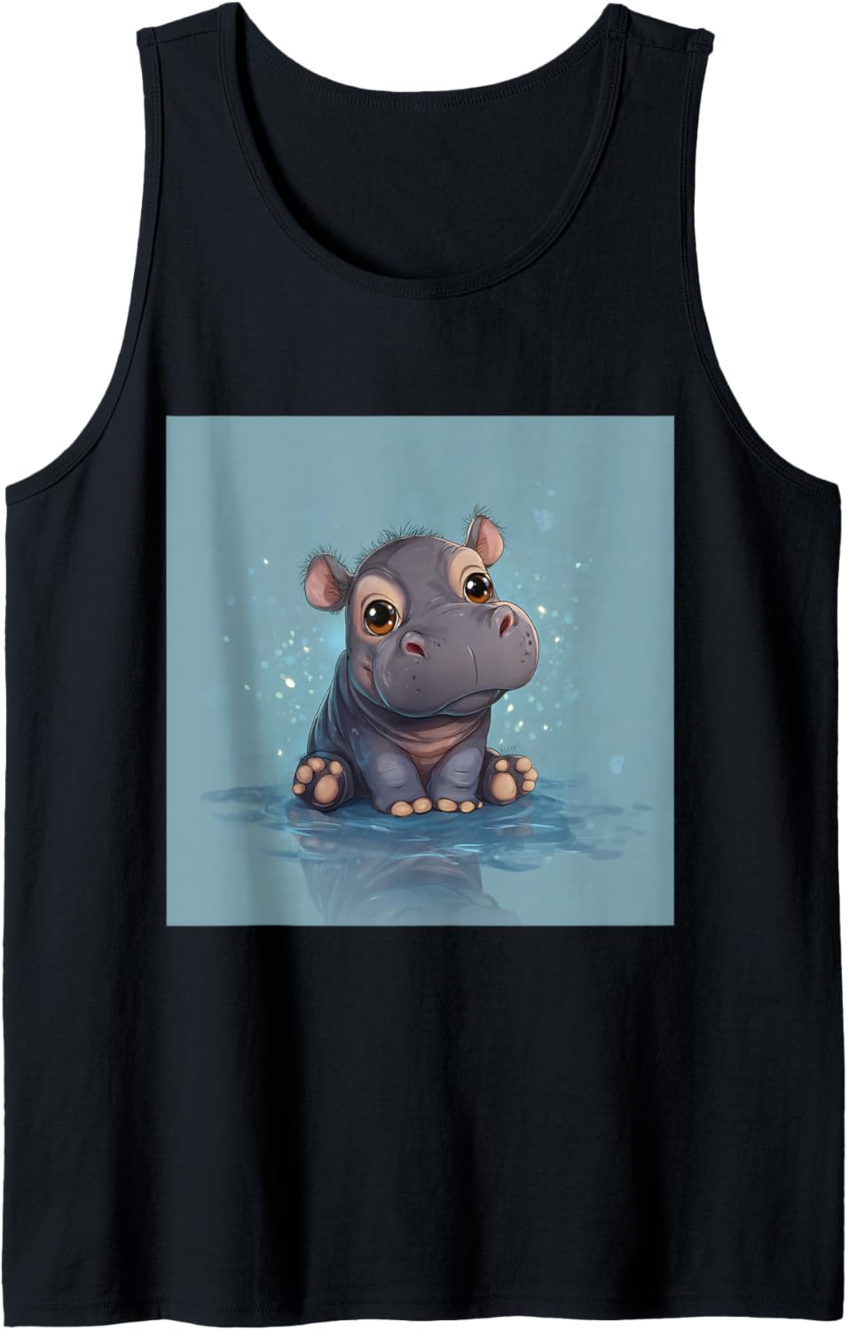 Cute Cartoon Hippo Chibi Style Cute Baby Hippo Tank Top