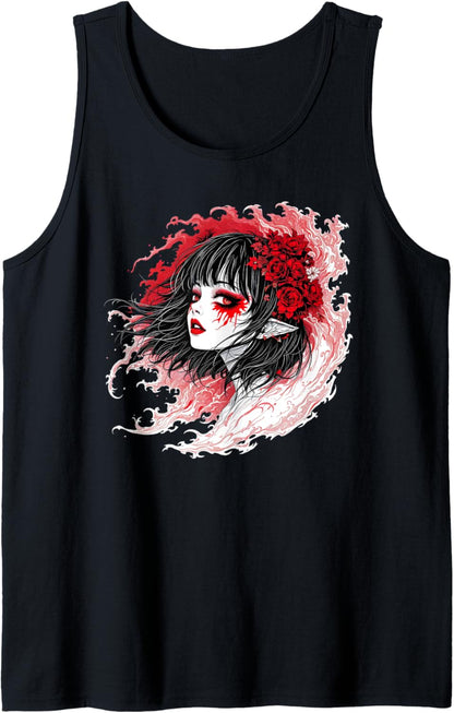 Horror Anime Manga Tee I Gothic Outfit I Japanese Chibi Girl Tank Top