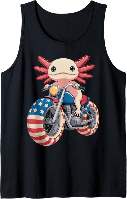 Chibi Axolotl Biker Tank Top