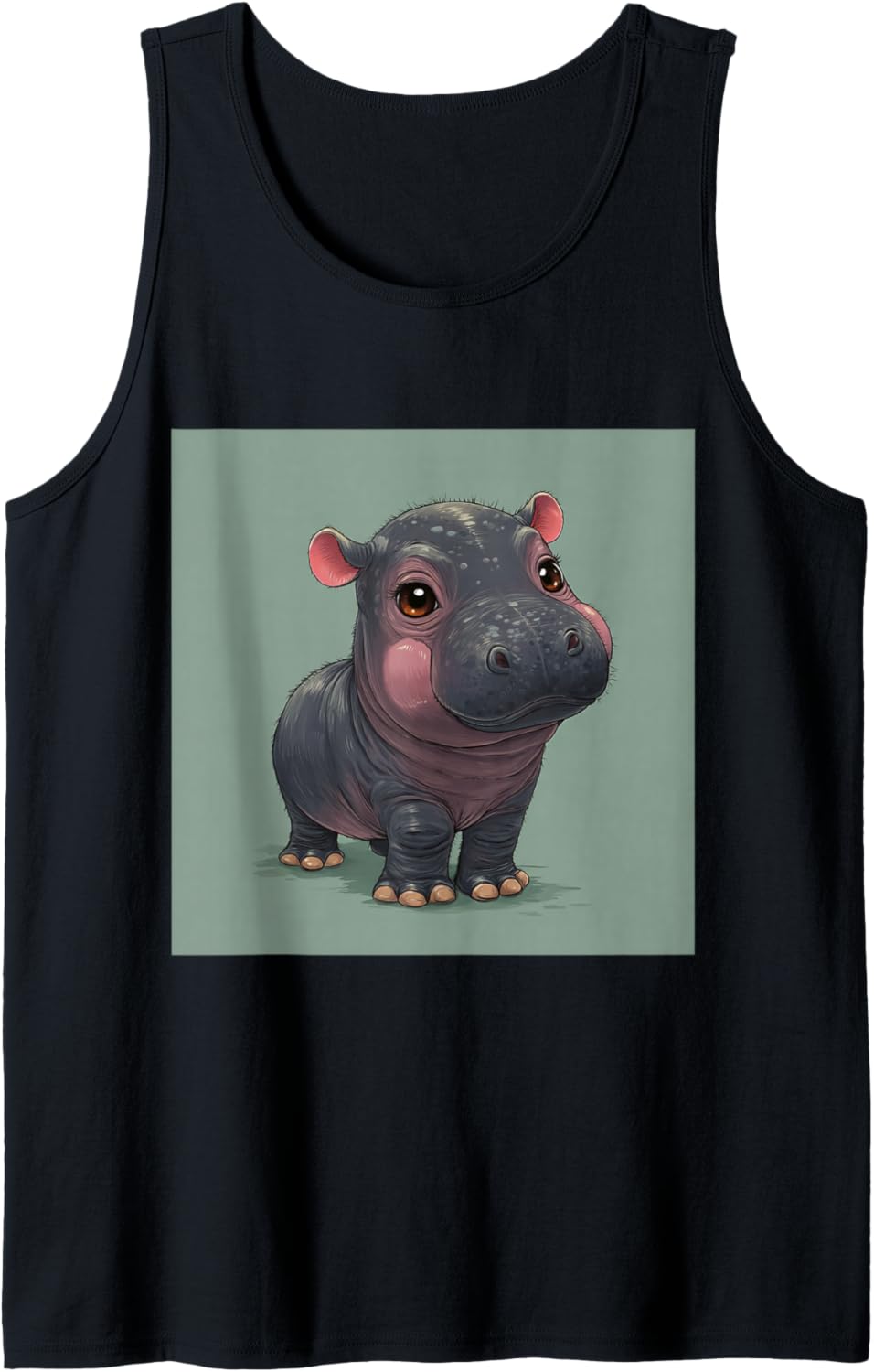 Cute Cartoon Hippo Chibi Style Cute Baby Hippo Tank Top
