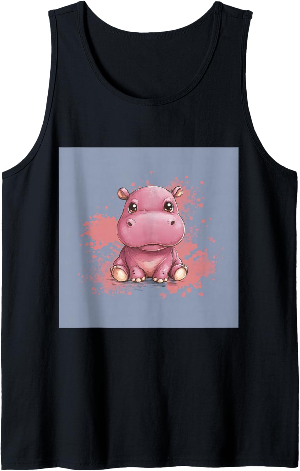 Cute Cartoon Hippo Chibi Style Cute Baby Hippo Tank Top