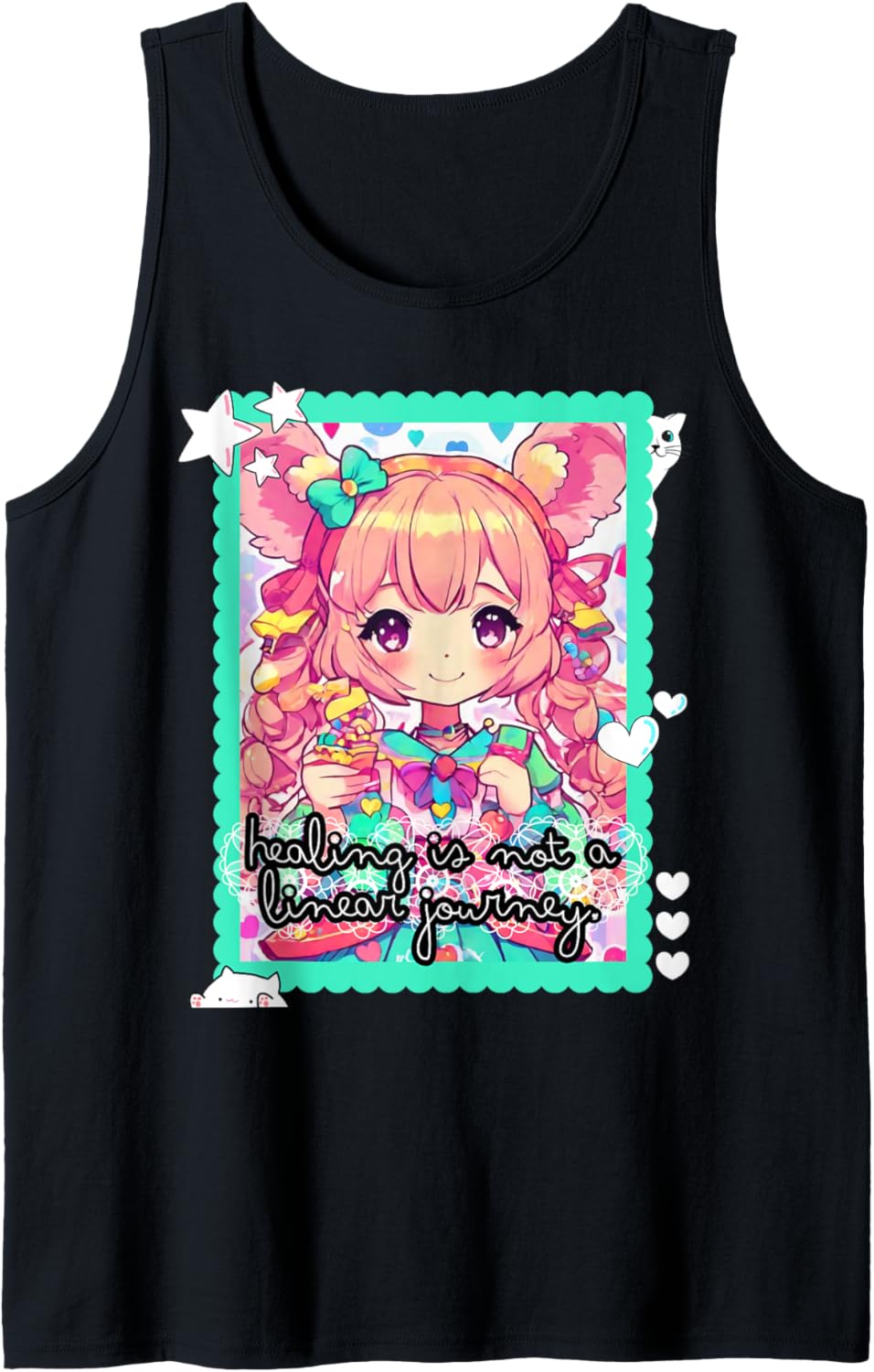 Gothic Whispers of Positivity Kawaii Chibi Cosplay Empathy Tank Top