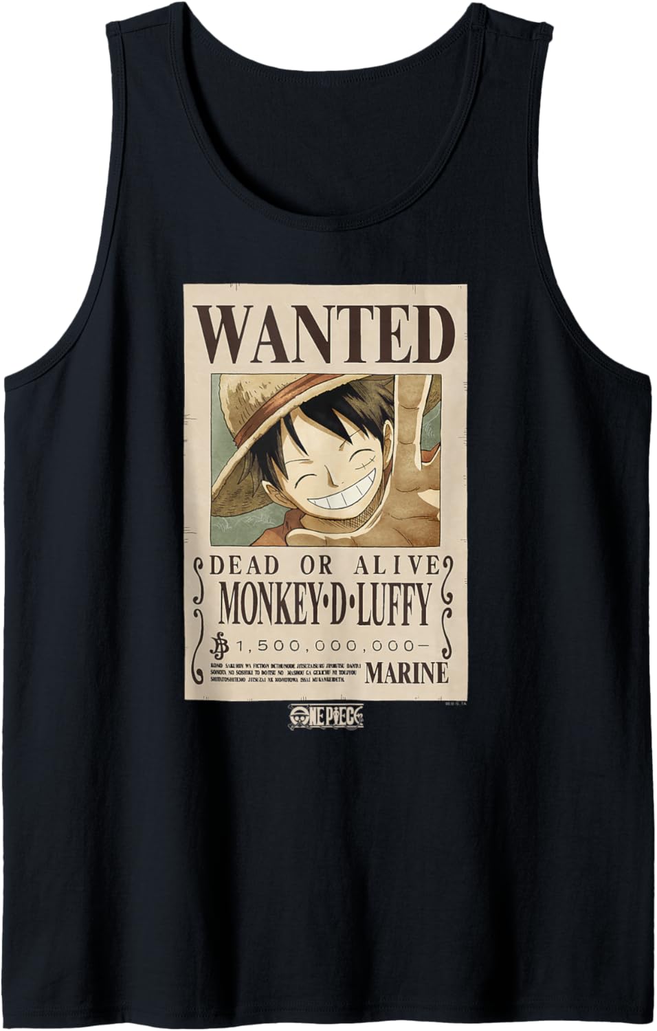 One Piece Anime Monkey D. Luffy Wanted Poster Tank Top
