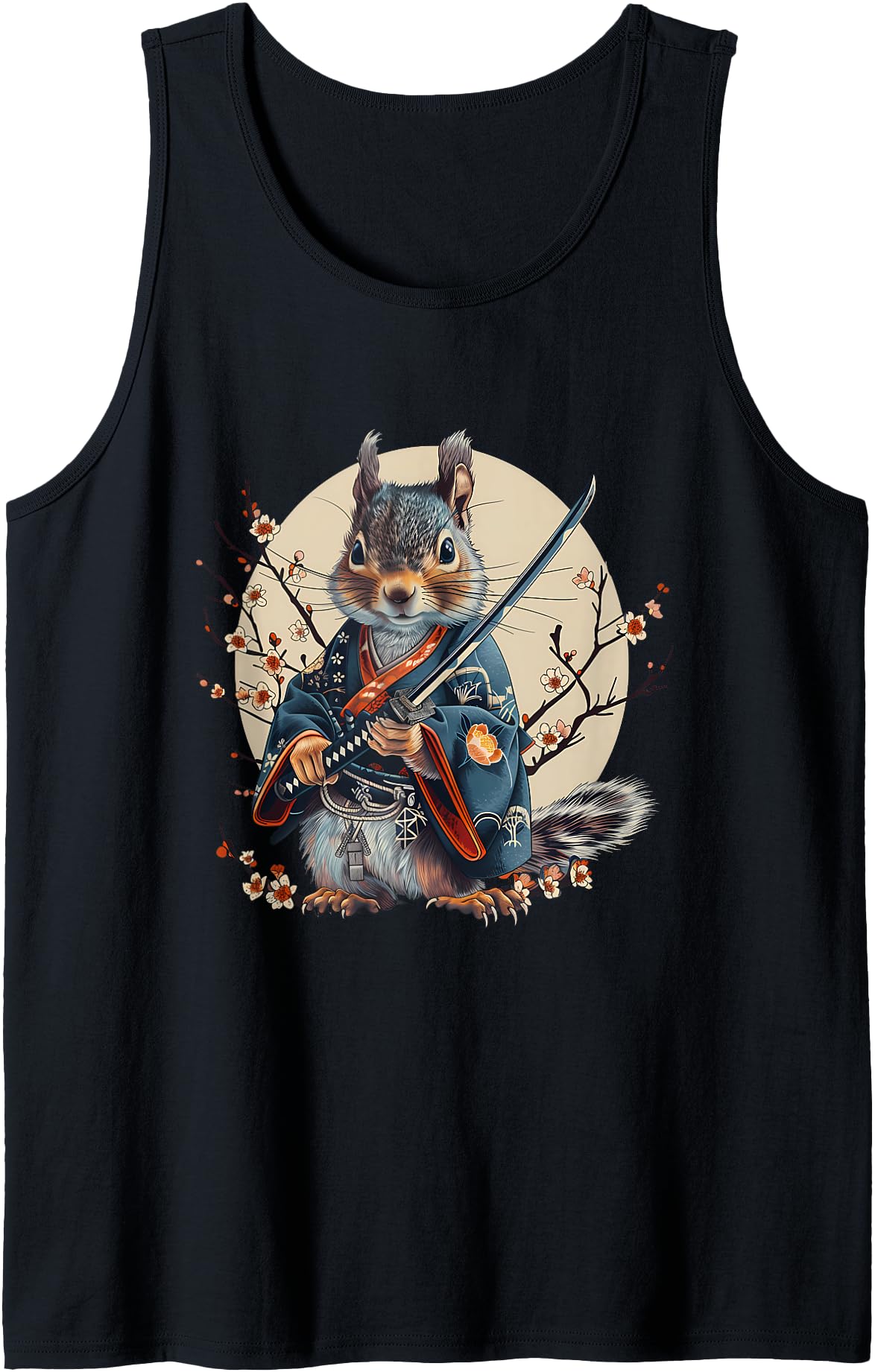 Samurai Squirrel Sakura Tree Japanese Warrior Japanese Art Tank Top