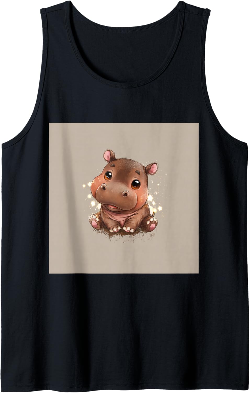 Cute Cartoon Hippo Chibi Style Cute Baby Hippo Tank Top