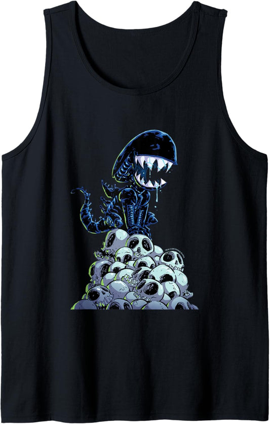 Aliens Xenomorph In Skull Mountain Big Chest Chibi Poster Tank Top