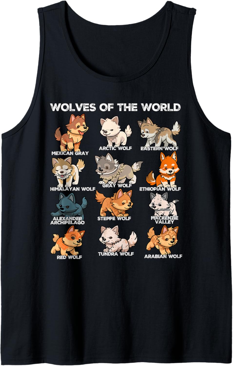 Wolves Of The World Wolf Animals Chibi Wolf Tank Top