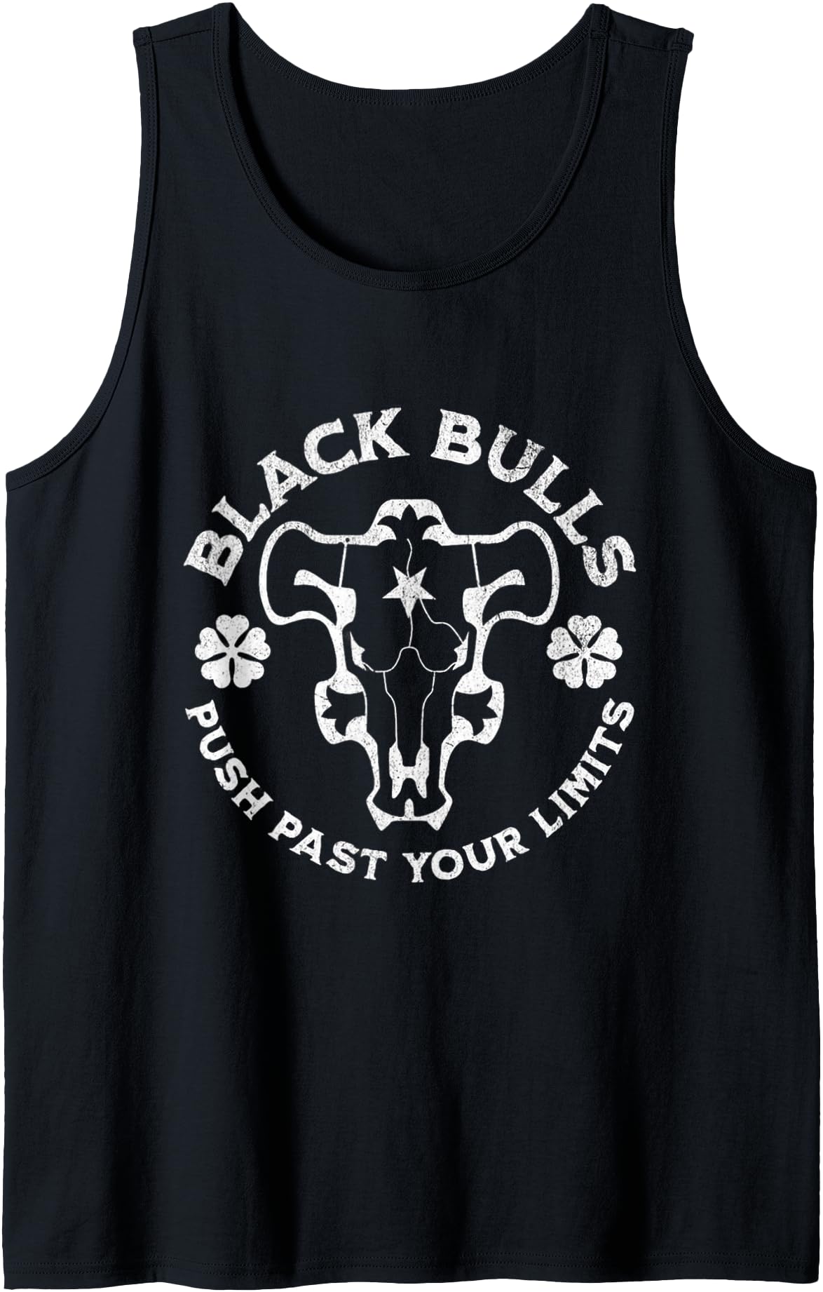 Distressed Black Anime Clover Black Bulls Limits Tank Top