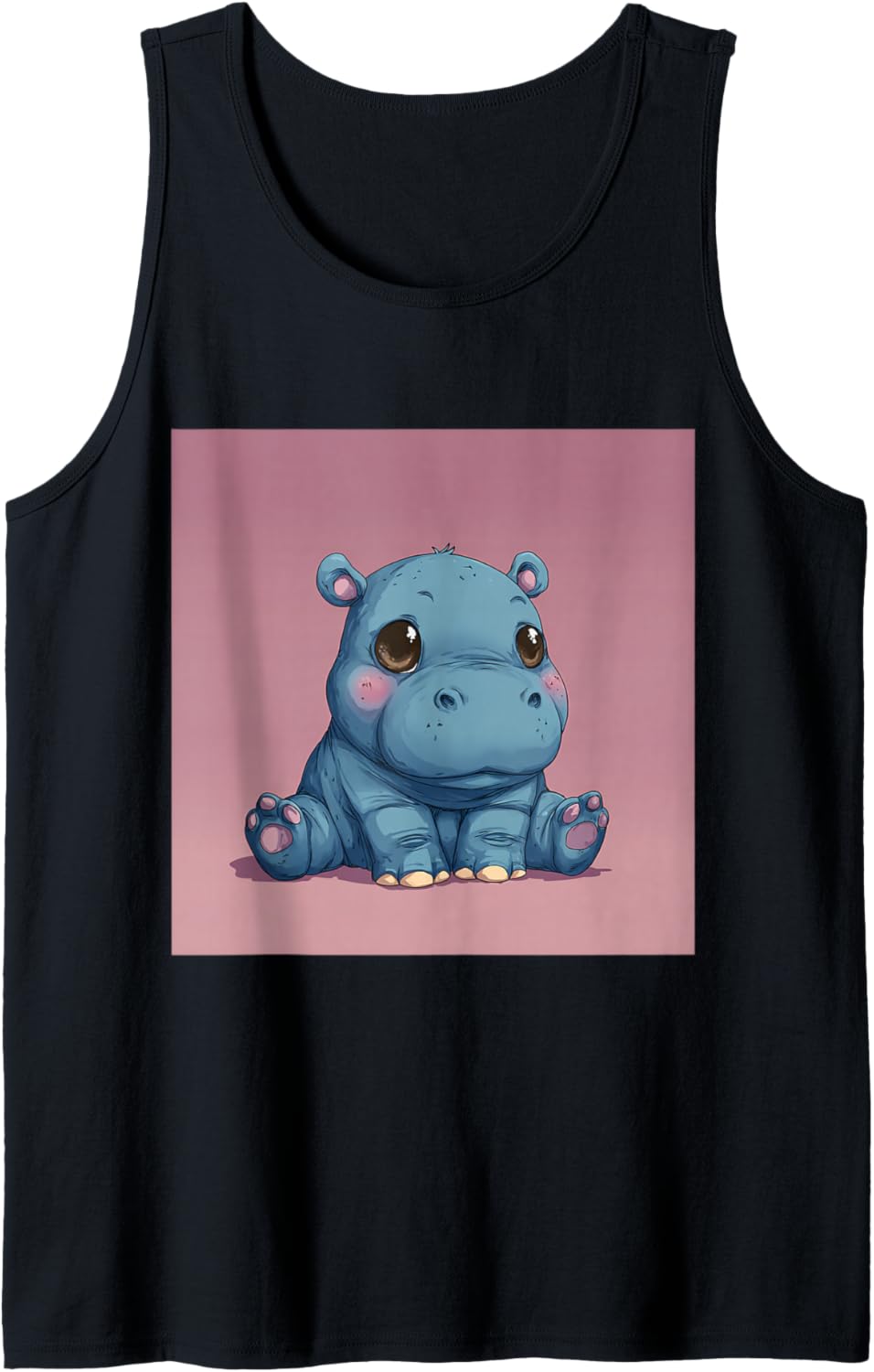 Cute Cartoon Hippo Chibi Style Cute Baby Hippo Tank Top