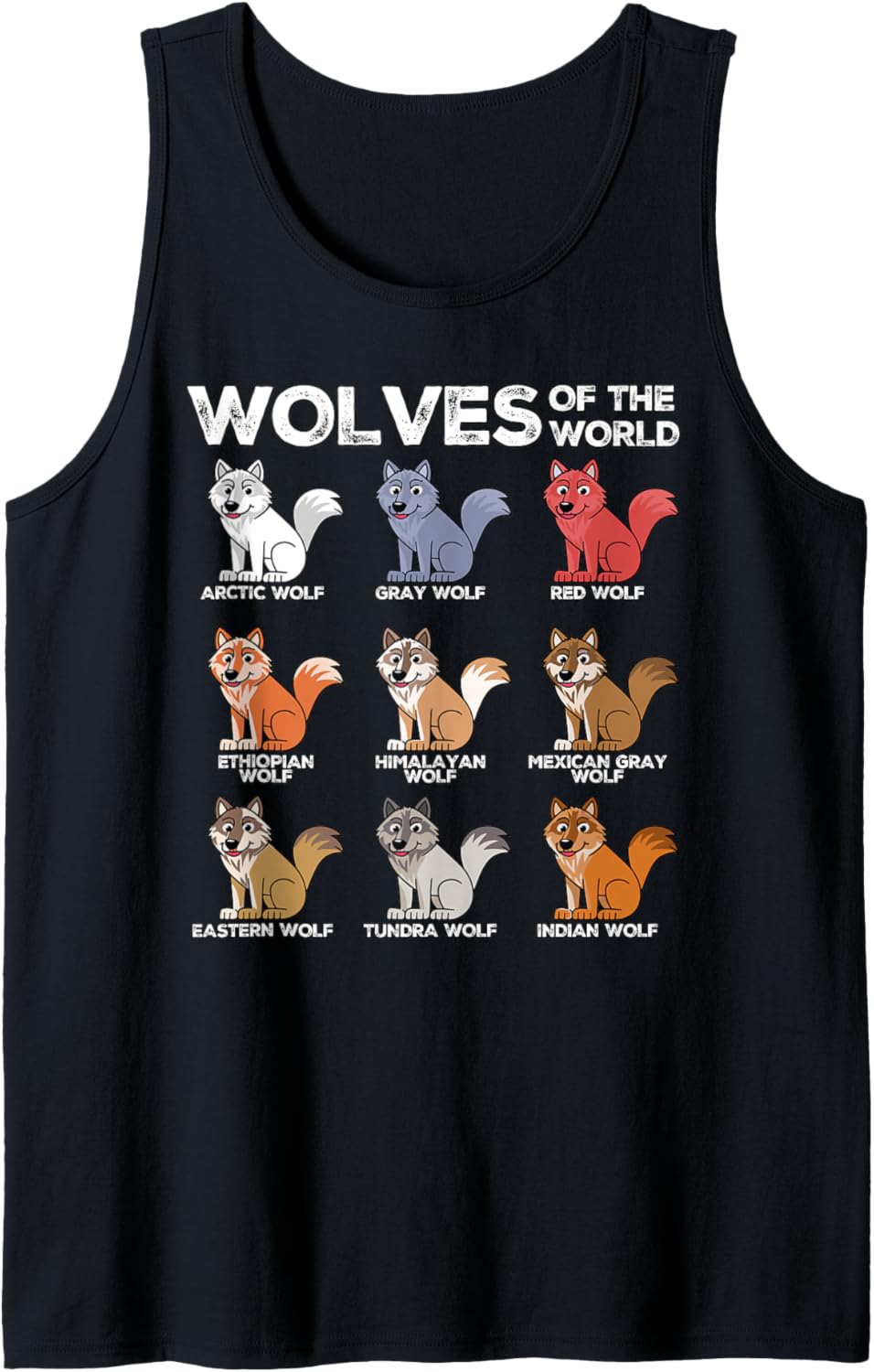 Wolves Of The World Wolf Animals Chibi Wolf Tank Top