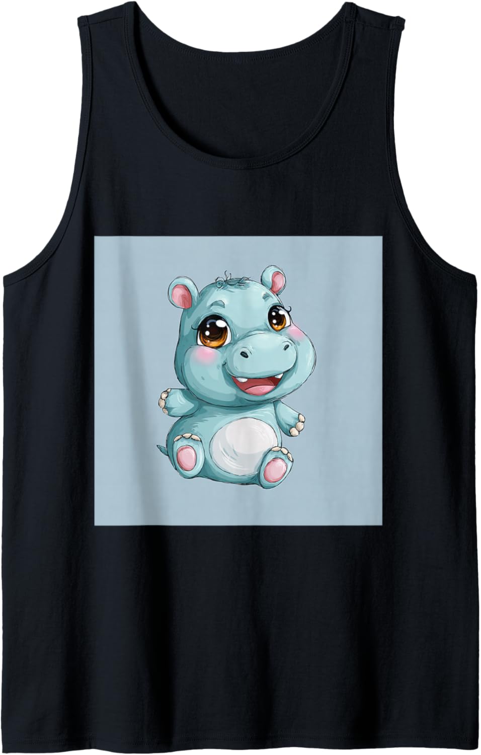 Cute Cartoon Hippo Chibi Style Cute Baby Hippo Tank Top