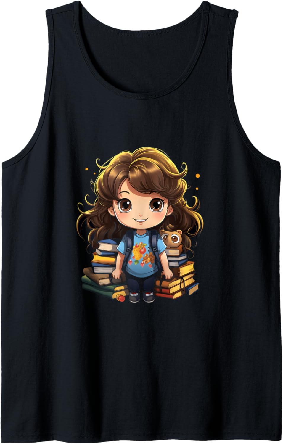 Back to School Pre-K Kindergarten Student Chibi Girls Kids Tank Top