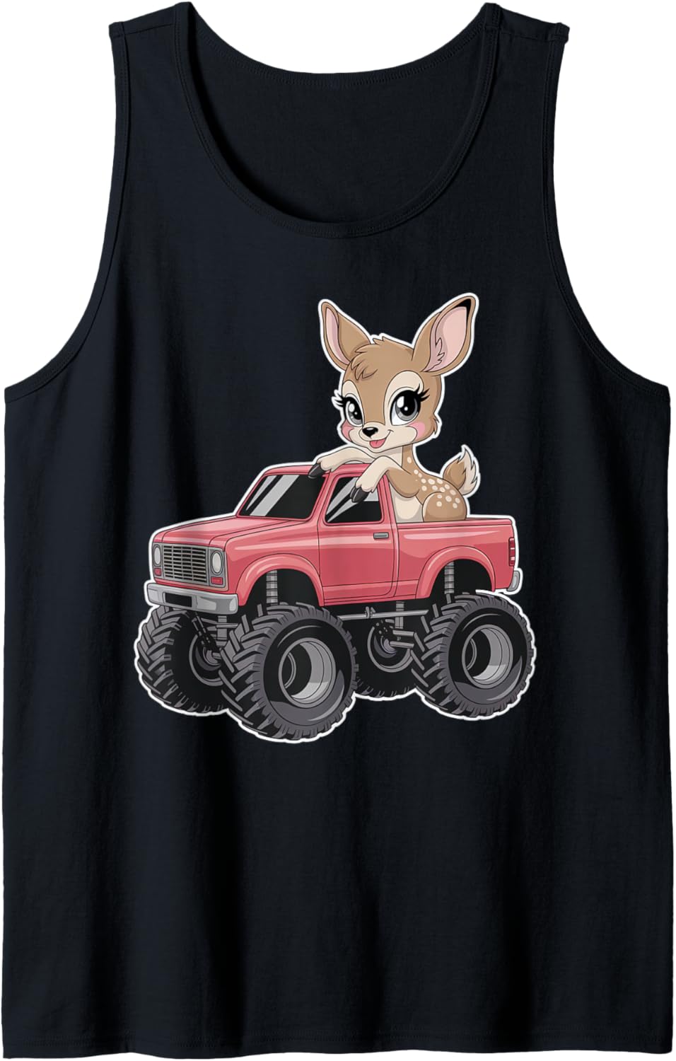 Chibi Monster Truck With Fawn Tank Top