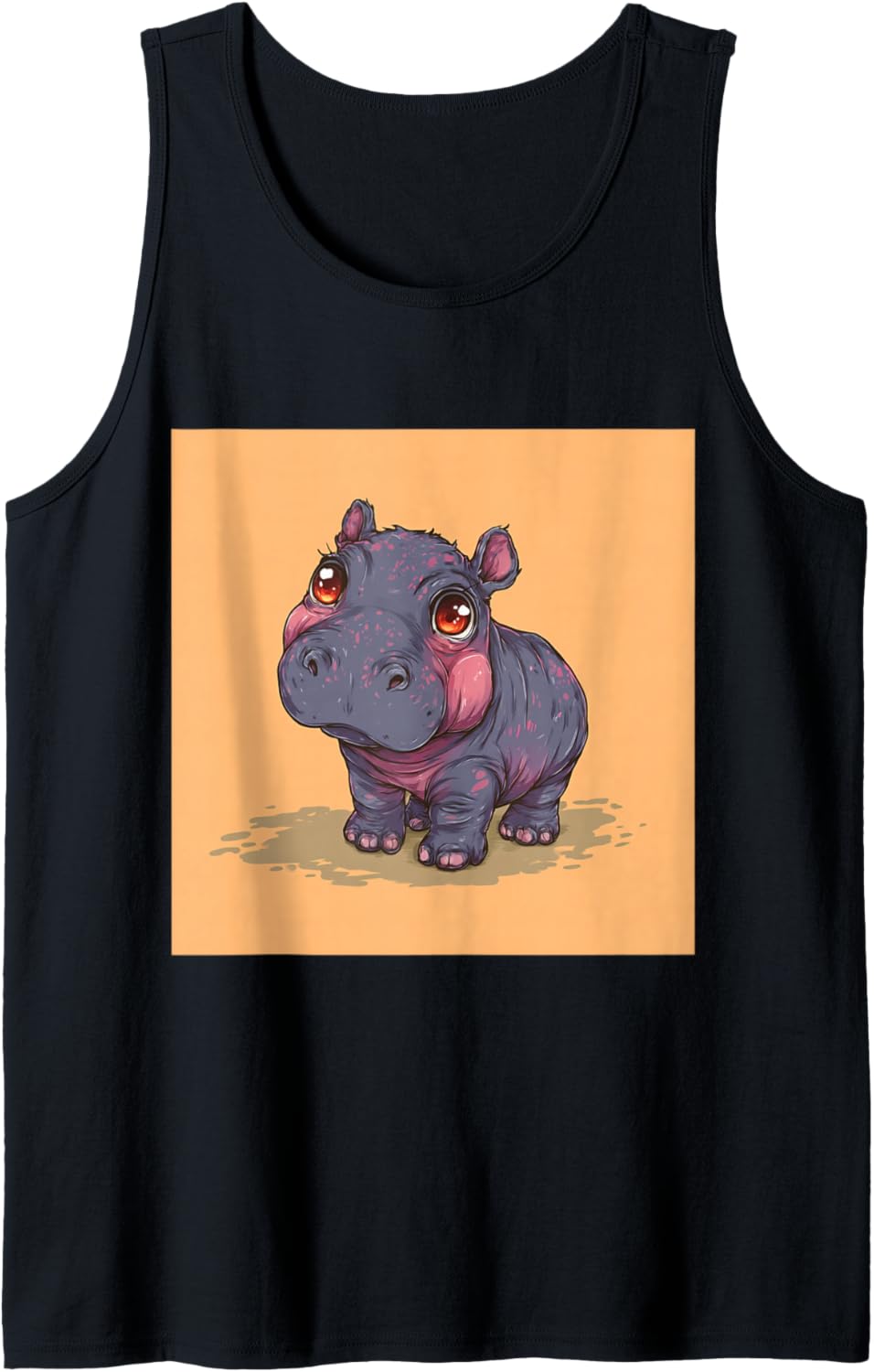 Cute Cartoon Hippo Chibi Style Cute Baby Hippo Tank Top