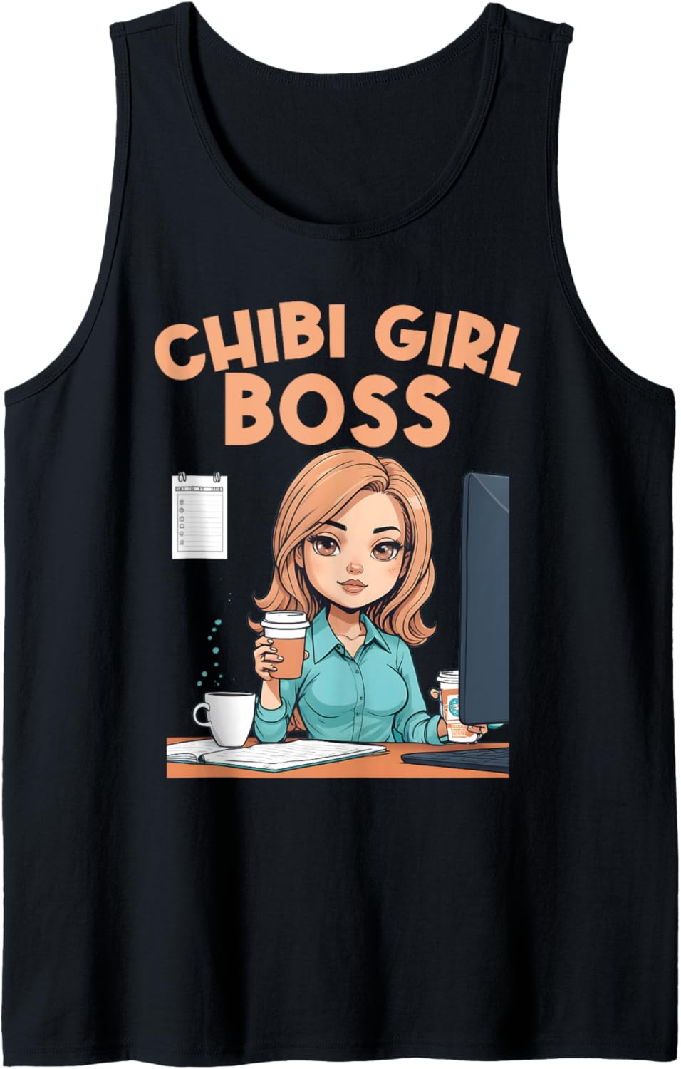 Cute Work From Home WFH Working From Home Chibi Employee Tank Top
