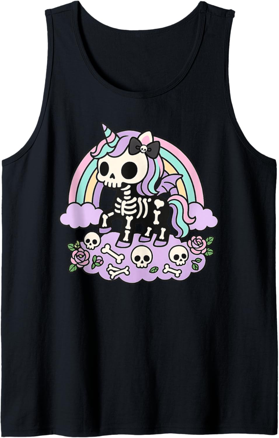 Pastel Goth Kawaii Skeleton Unicorn Tee Cute Chibi Emo Egirl Tank Top