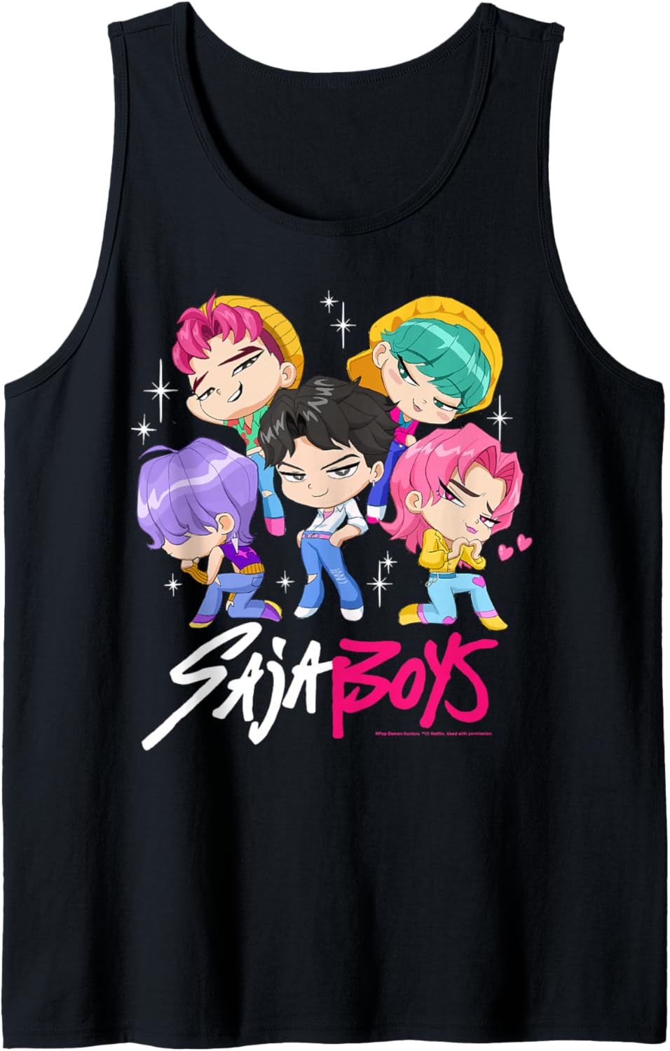 Kpop Demon Hunters Halloween Saja Boys Chibi Band Group Shot Tank Top