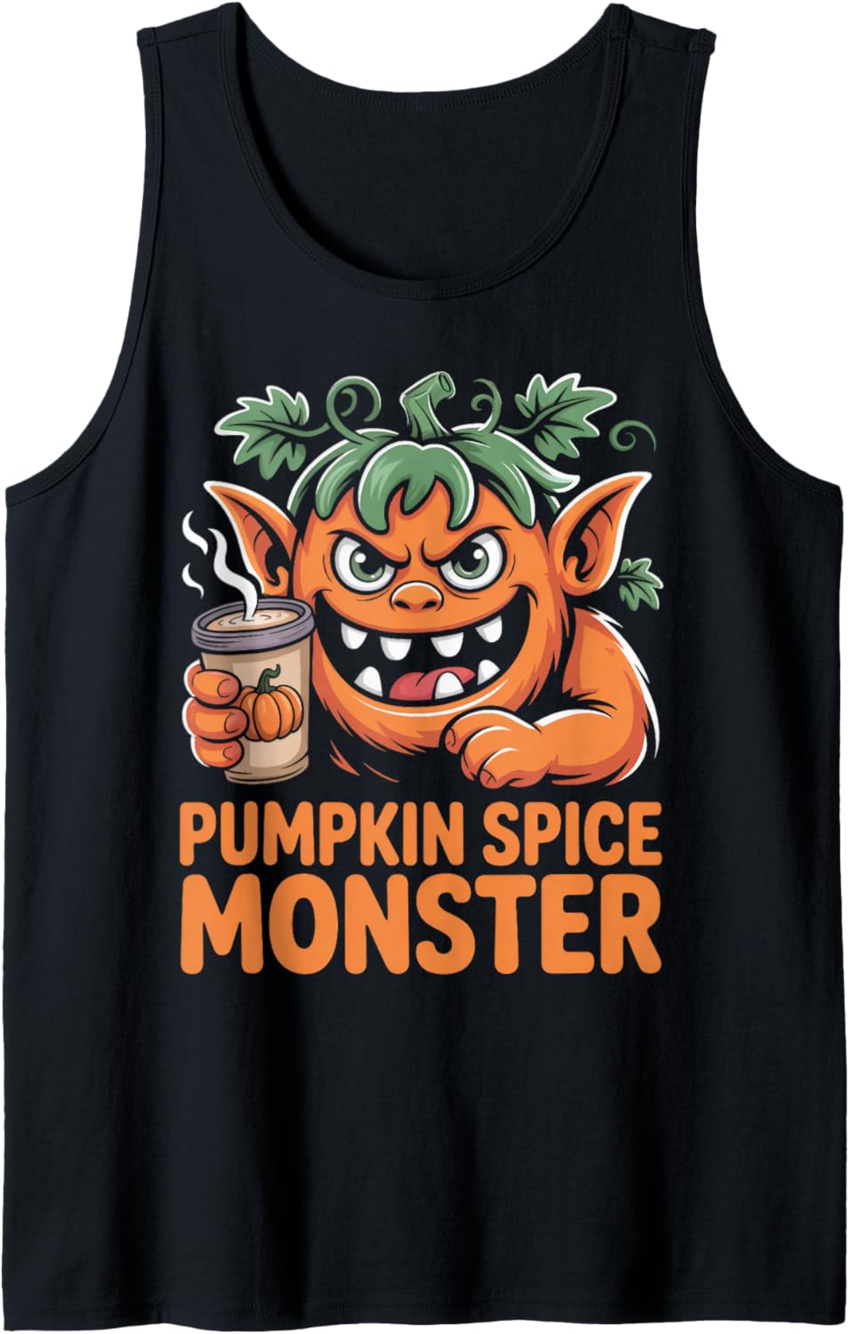 Pumpkin Spice Monster Chibi Pumpkin Latte Fall Tank Top
