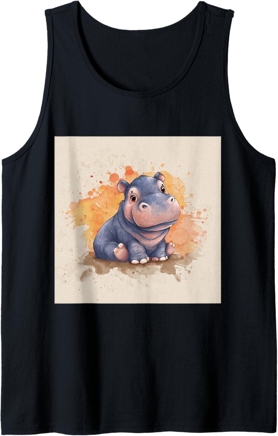 Cute Cartoon Hippo Chibi Style Cute Baby Hippo Tank Top