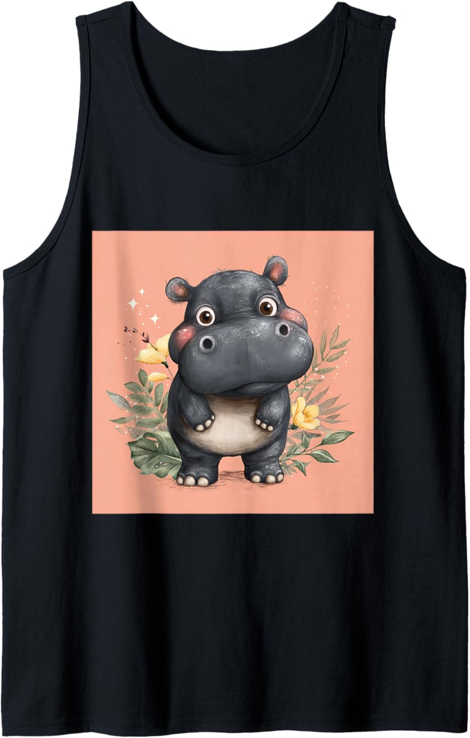 Cute Cartoon Hippo Chibi Style Cute Baby Hippo Tank Top