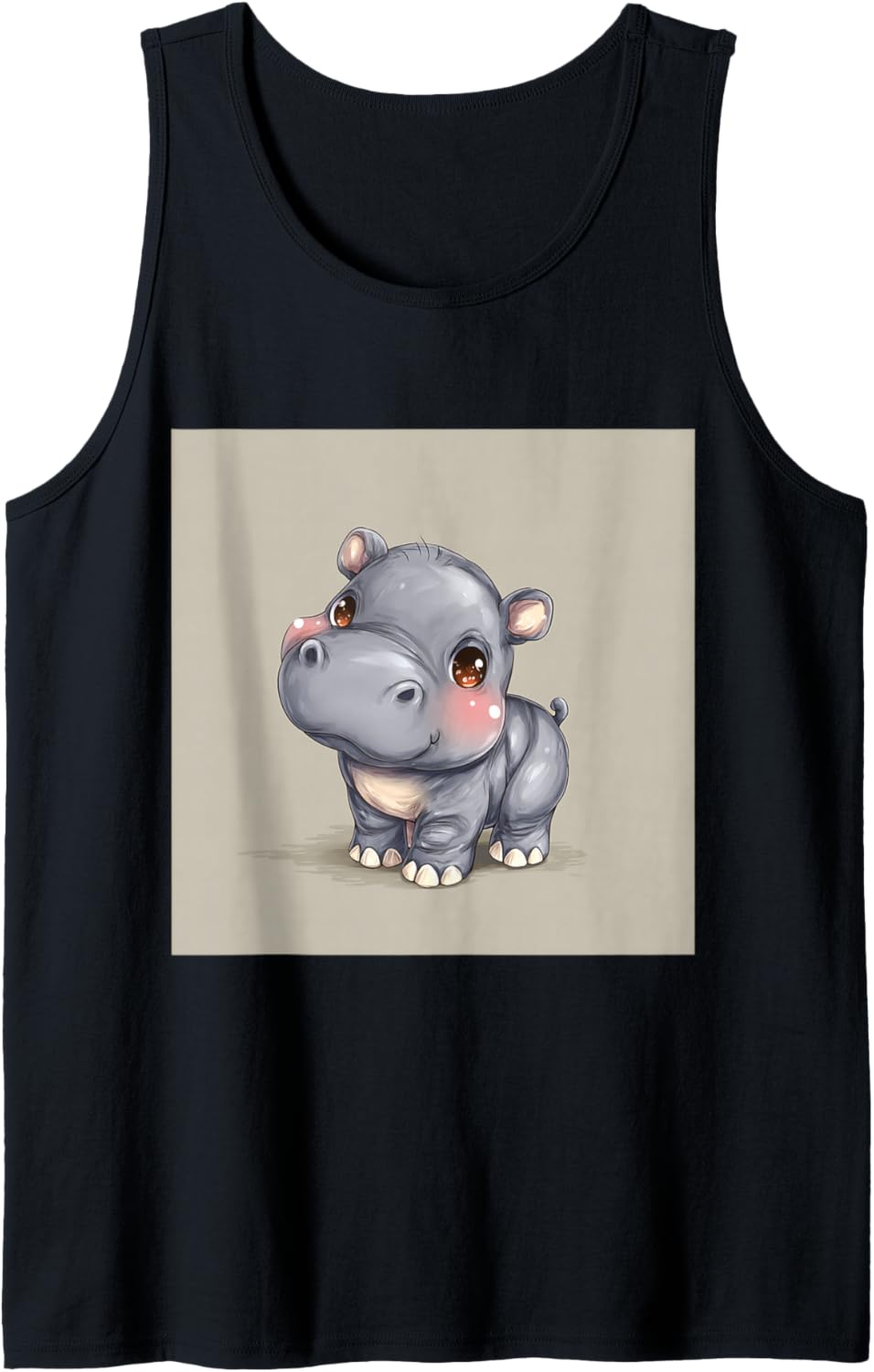 Cute Cartoon Hippo Chibi Style Cute Baby Hippo Tank Top