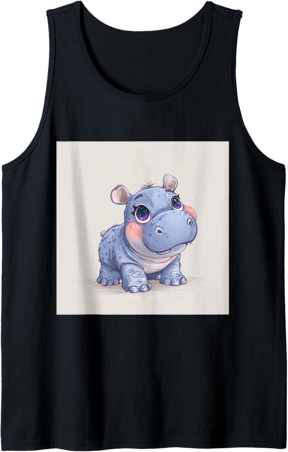 Cute Cartoon Hippo Chibi Style Cute Baby Hippo Tank Top