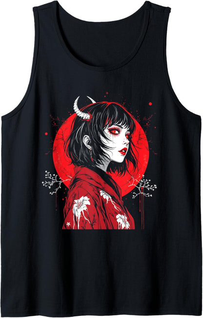 Horror Anime Manga Tee I Gothic Outfit I Japanese Chibi Girl Tank Top
