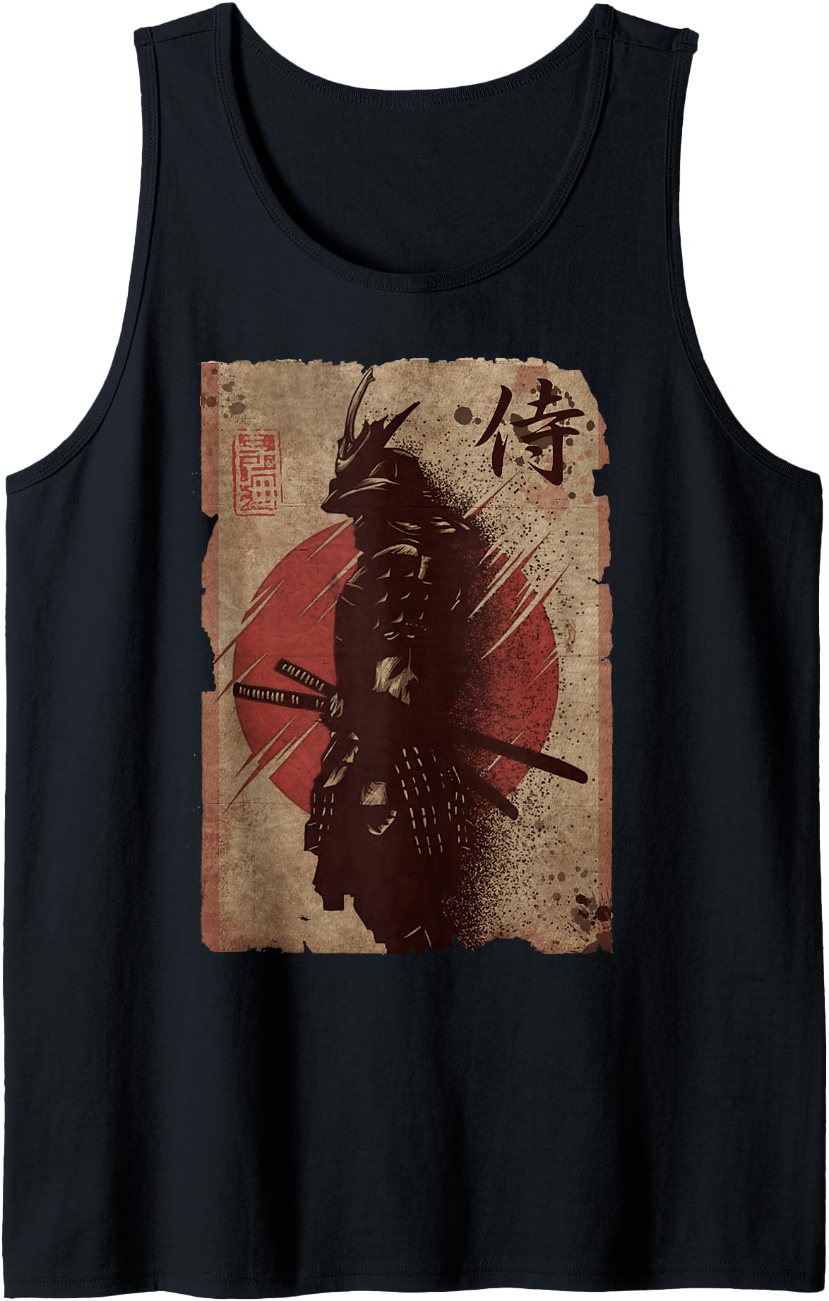 Samurai Japanese Retro Art Print Bushido Japan Warrior Tee. Tank Top