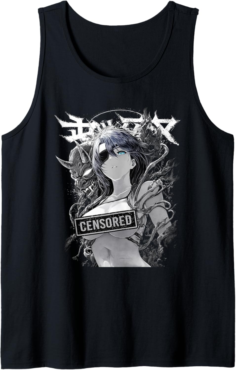 Sexy Anime Girl Eyepatch\u2013 Edgy Anime Girl Tank Top