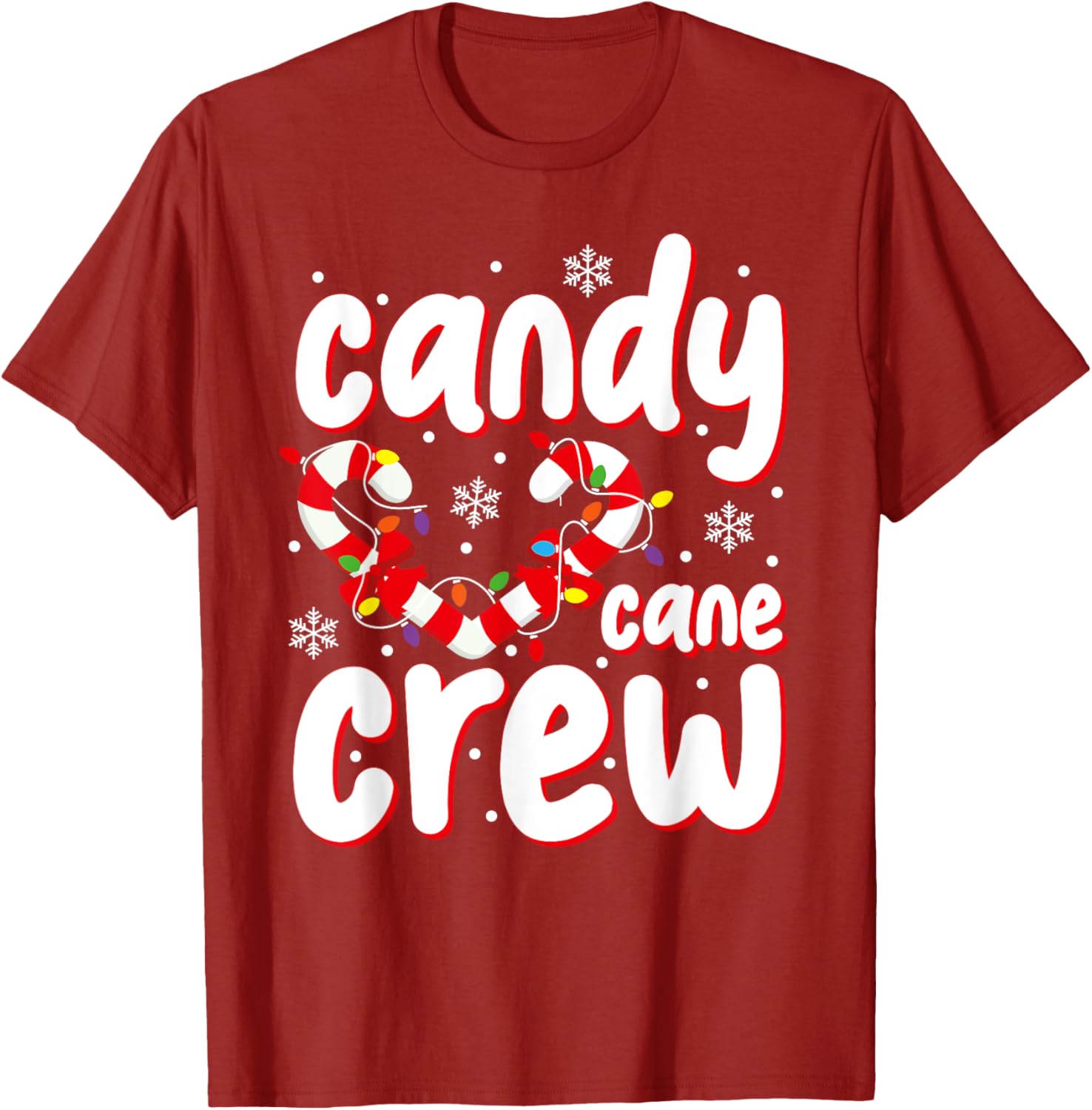 Christmas Candy Cane Crew Santa Xmas Kids Toddler Women Men T-Shirt