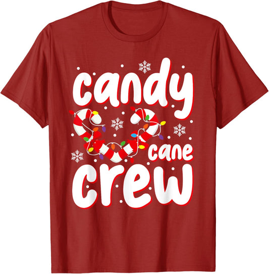 Christmas Candy Cane Crew Santa Xmas Kids Toddler Women Men T-Shirt