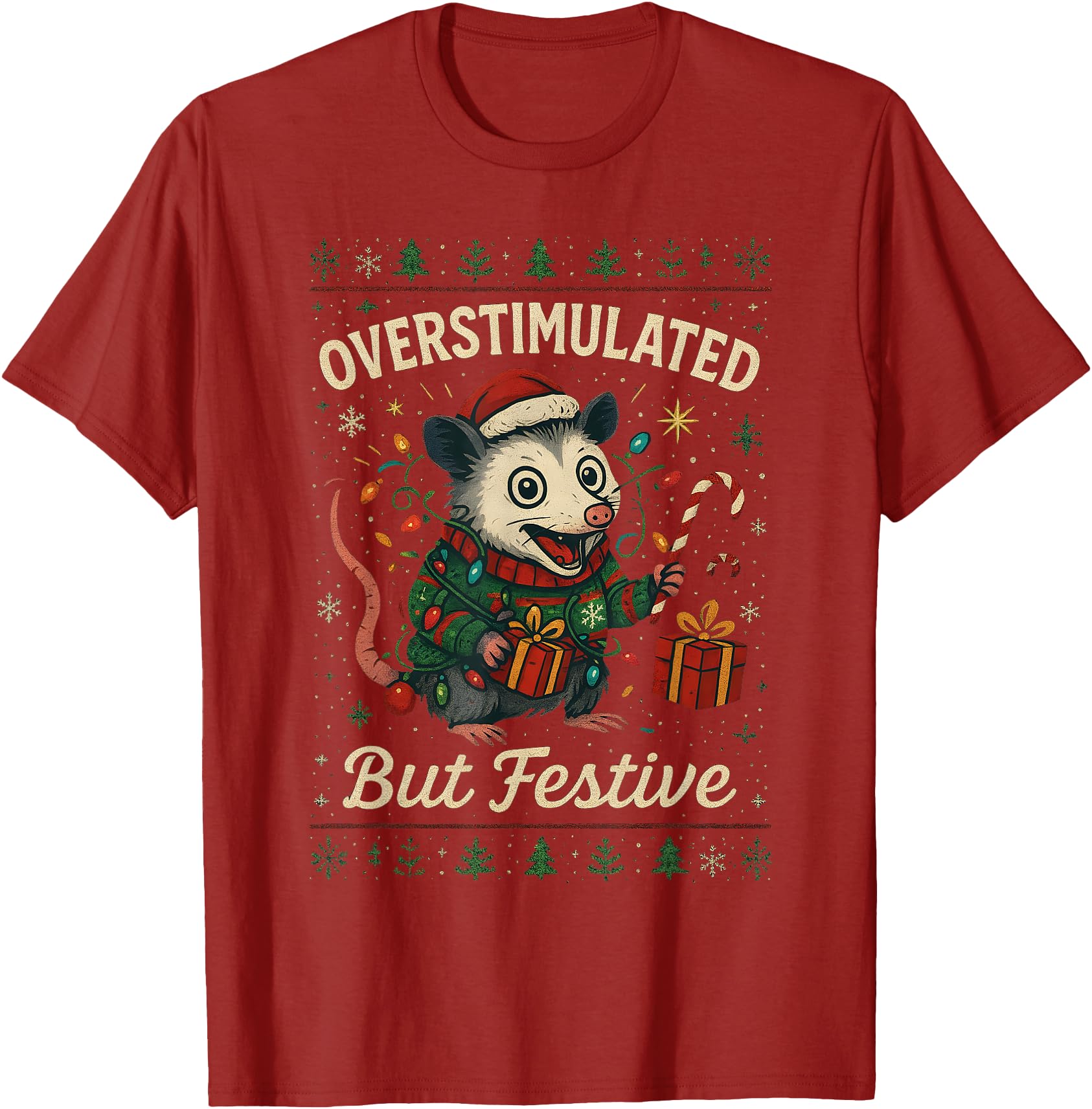 Overstimulated But Festive Christmas Opossum Xmas